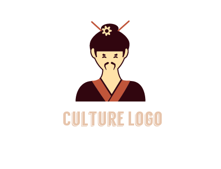 woman wearing kimono with chopsticks in hair