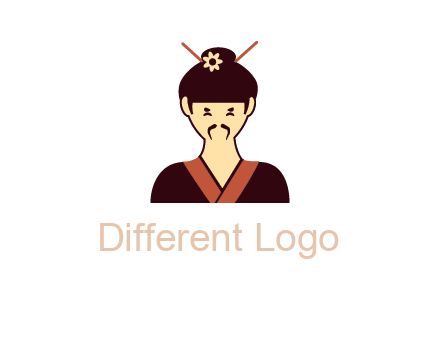 woman wearing kimono with chopsticks in hair