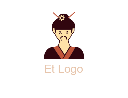 woman wearing kimono with chopsticks in hair