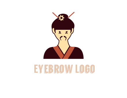 woman wearing kimono with chopsticks in hair