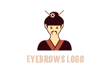 woman wearing kimono with chopsticks in hair