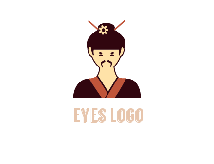 woman wearing kimono with chopsticks in hair
