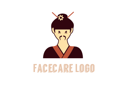 woman wearing kimono with chopsticks in hair