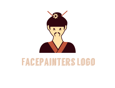 woman wearing kimono with chopsticks in hair