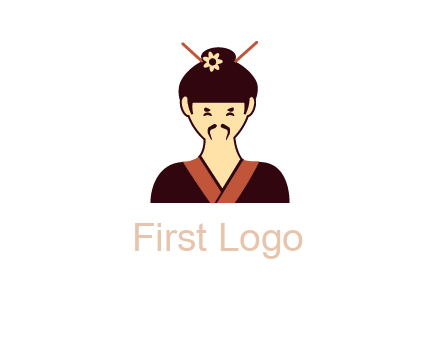 woman wearing kimono with chopsticks in hair