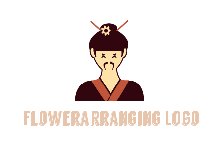 woman wearing kimono with chopsticks in hair
