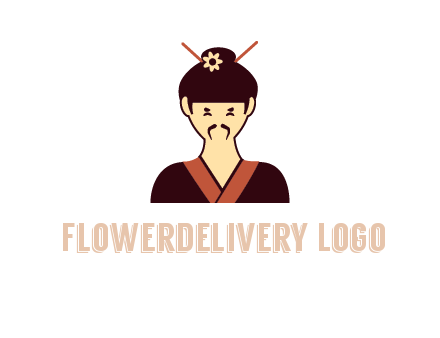woman wearing kimono with chopsticks in hair