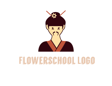 woman wearing kimono with chopsticks in hair