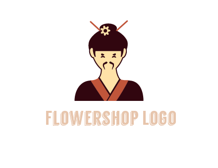 woman wearing kimono with chopsticks in hair