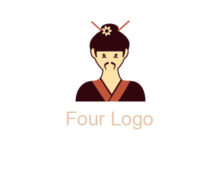 woman wearing kimono with chopsticks in hair