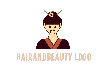 woman wearing kimono with chopsticks in hair