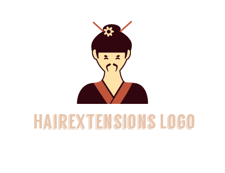 woman wearing kimono with chopsticks in hair