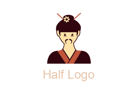 woman wearing kimono with chopsticks in hair
