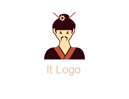 woman wearing kimono with chopsticks in hair