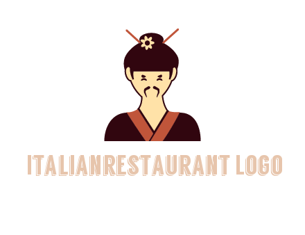 woman wearing kimono with chopsticks in hair