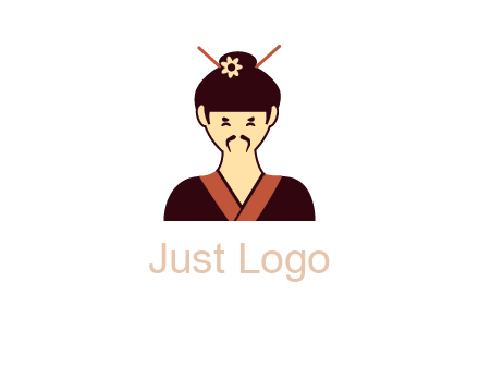 woman wearing kimono with chopsticks in hair