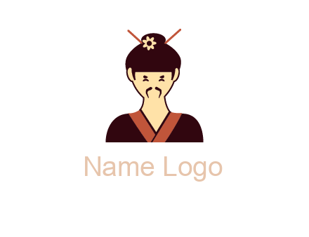 woman wearing kimono with chopsticks in hair