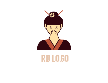 woman wearing kimono with chopsticks in hair