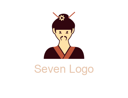 woman wearing kimono with chopsticks in hair