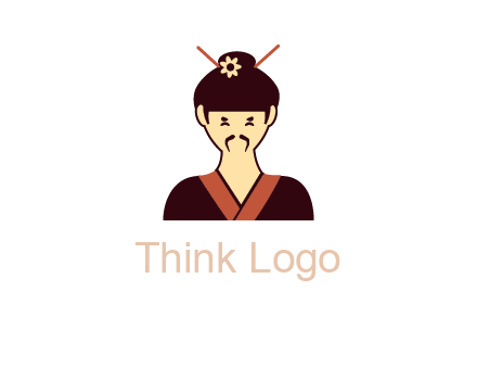 woman wearing kimono with chopsticks in hair
