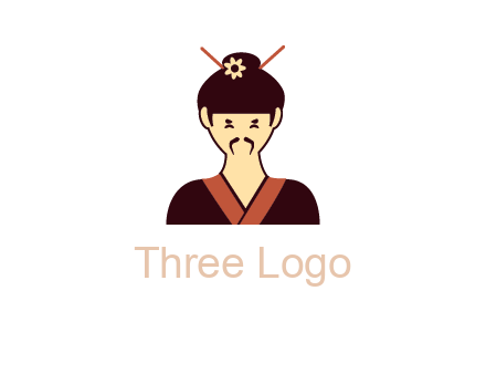 woman wearing kimono with chopsticks in hair