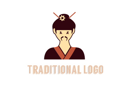 woman wearing kimono with chopsticks in hair