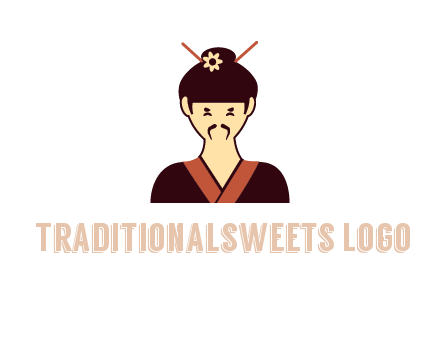 woman wearing kimono with chopsticks in hair