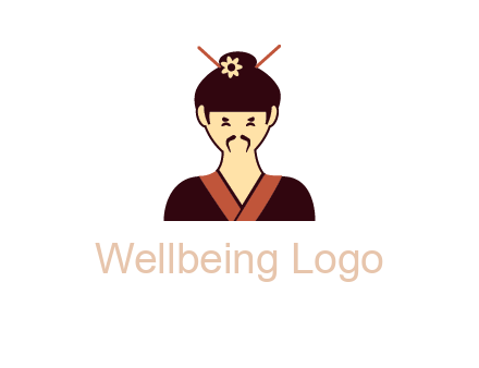 woman wearing kimono with chopsticks in hair