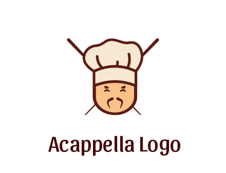 chopsticks behind man wearing chef hat