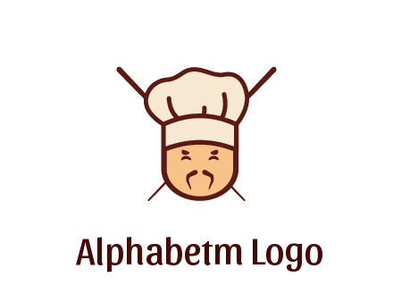 chopsticks behind man wearing chef hat
