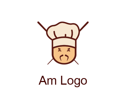 chopsticks behind man wearing chef hat