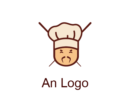 chopsticks behind man wearing chef hat