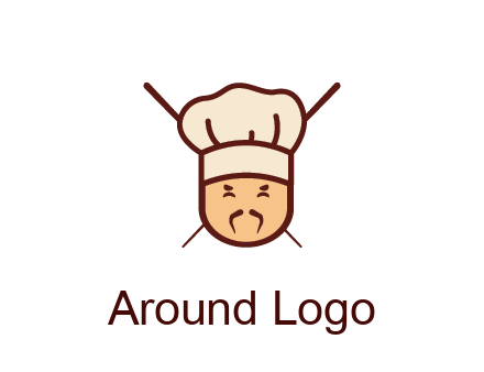 chopsticks behind man wearing chef hat