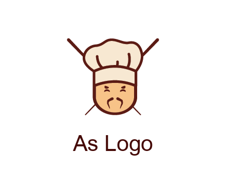 chopsticks behind man wearing chef hat