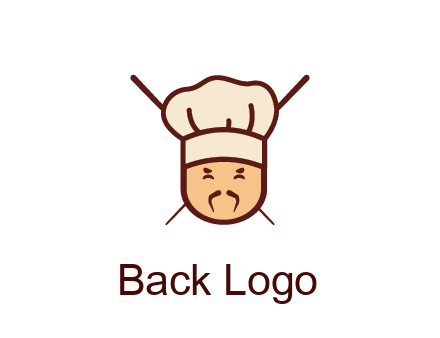 chopsticks behind man wearing chef hat