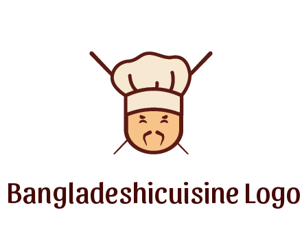 chopsticks behind man wearing chef hat