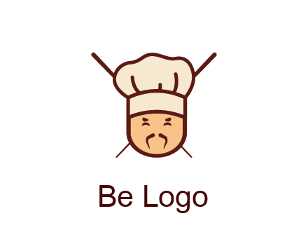 chopsticks behind man wearing chef hat