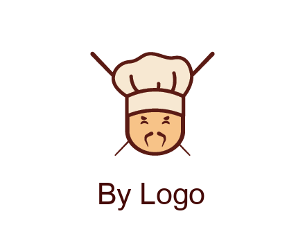 chopsticks behind man wearing chef hat