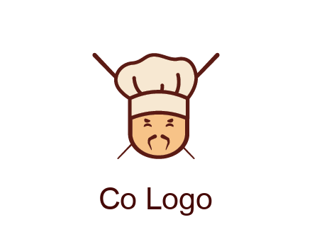 chopsticks behind man wearing chef hat