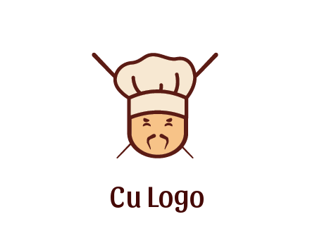 chopsticks behind man wearing chef hat