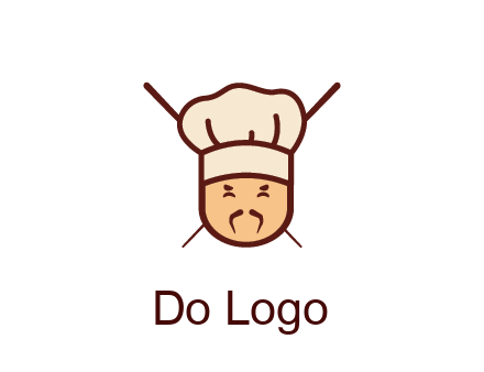 chopsticks behind man wearing chef hat