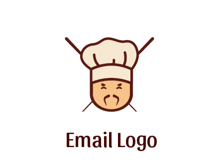 chopsticks behind man wearing chef hat