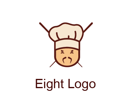 chopsticks behind man wearing chef hat