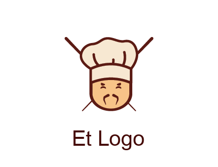 chopsticks behind man wearing chef hat