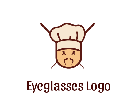 chopsticks behind man wearing chef hat
