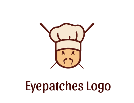 chopsticks behind man wearing chef hat
