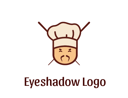 chopsticks behind man wearing chef hat