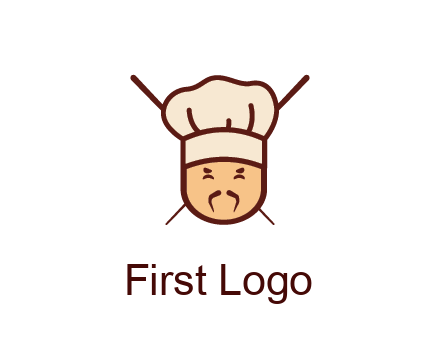 chopsticks behind man wearing chef hat