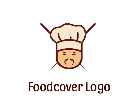 chopsticks behind man wearing chef hat