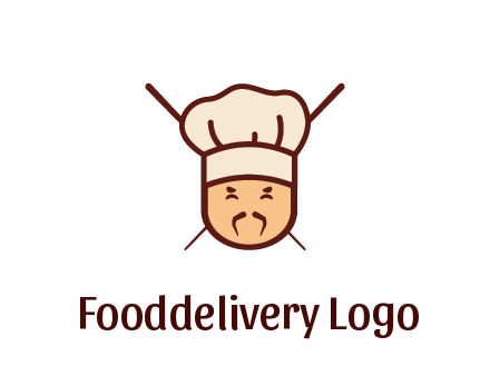 chopsticks behind man wearing chef hat